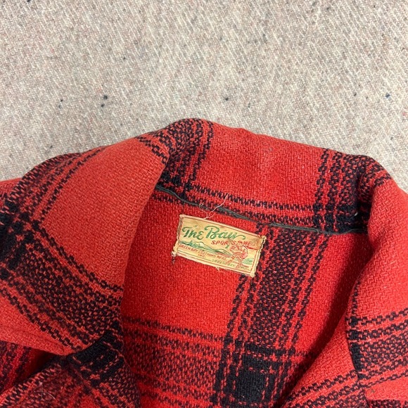 Vintage Green Bay Clothing Hunting Jacket Mens Medium Red 1940s Plaid Wool - Picture 3 of 12